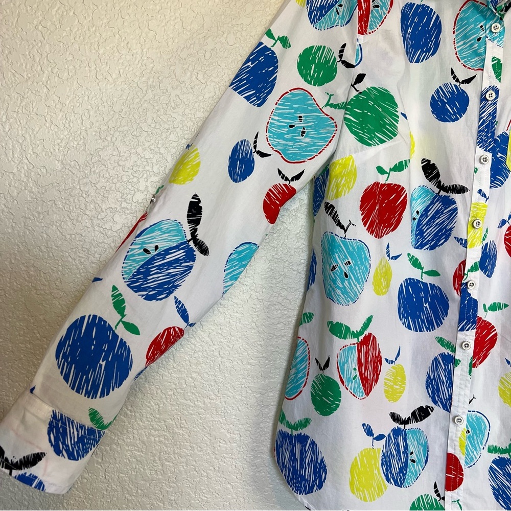Talbots Multicolor Apple Print Button Down Shirt … - image 6